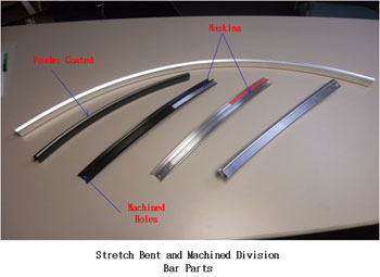 Stretch Bent and Machined Division Bar Parts